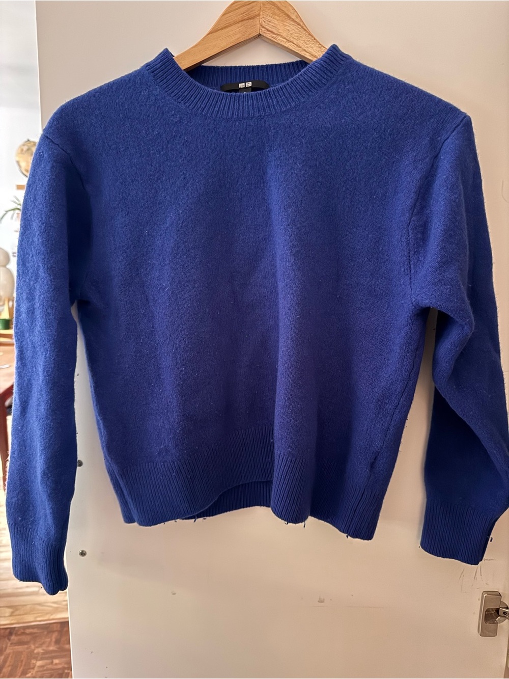 Uniqlo 100% Wool Crewneck Sweater Cobalt Blue M Fits S
